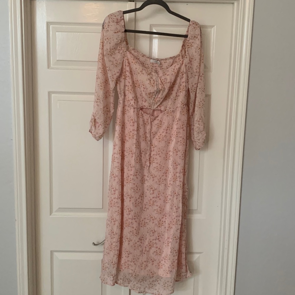 Lush pink floral midi dress